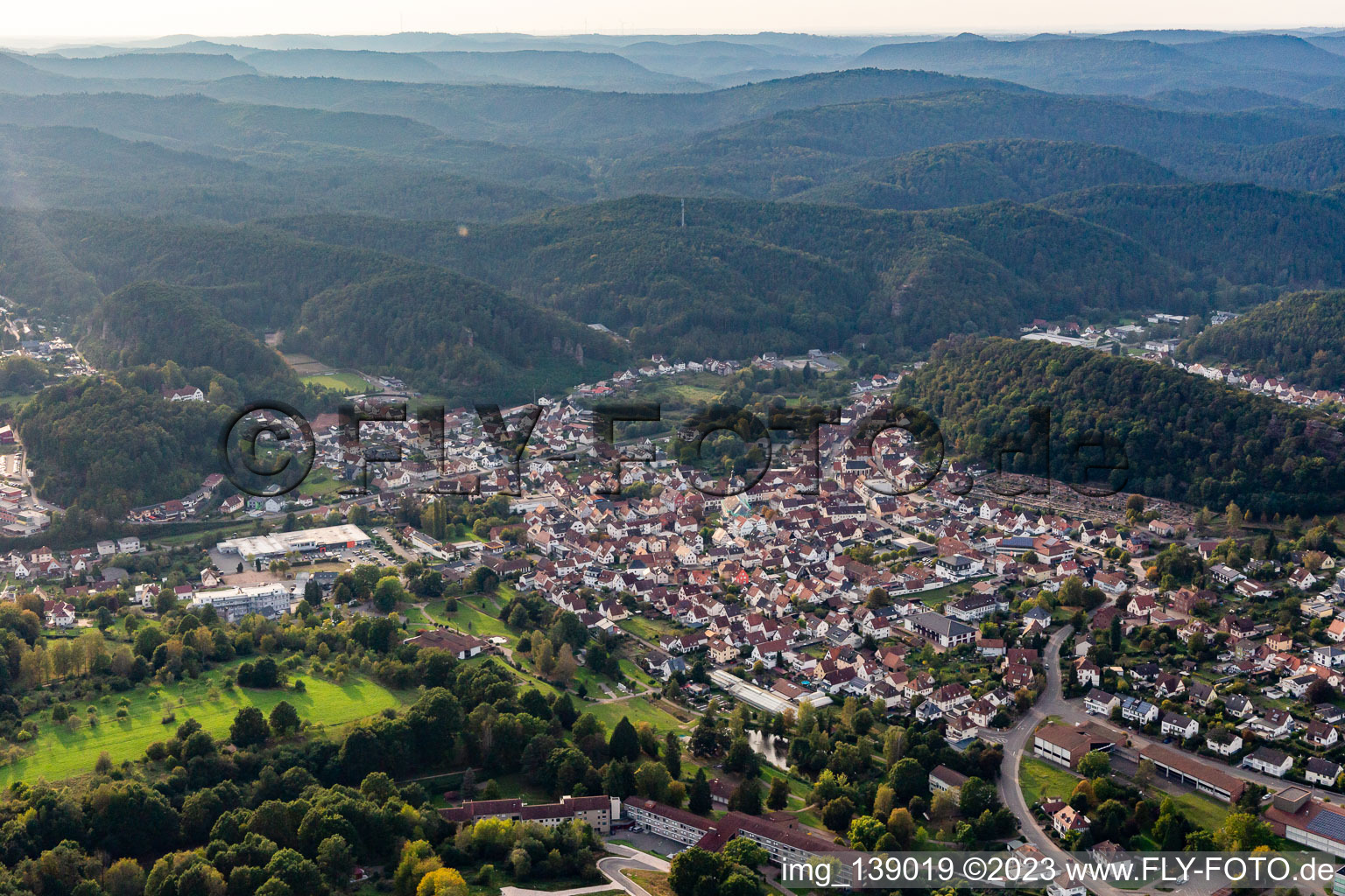 Aerial photograpy of Dahn in the state Rhineland-Palatinate, Germany