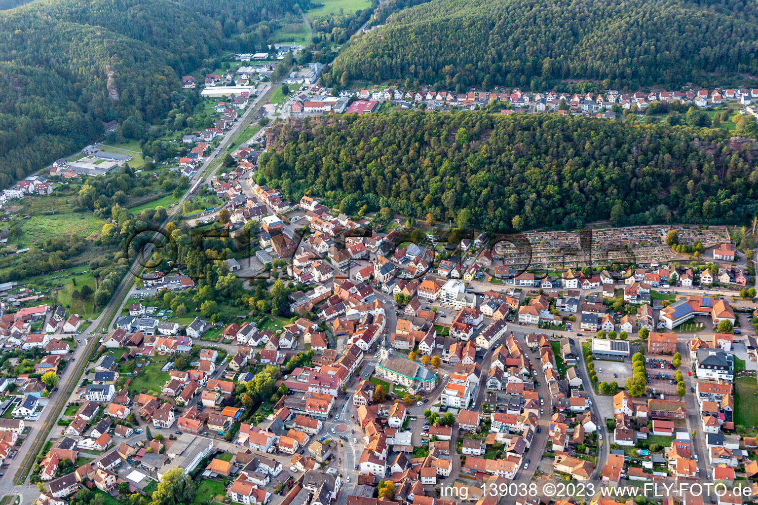 From the south in Dahn in the state Rhineland-Palatinate, Germany