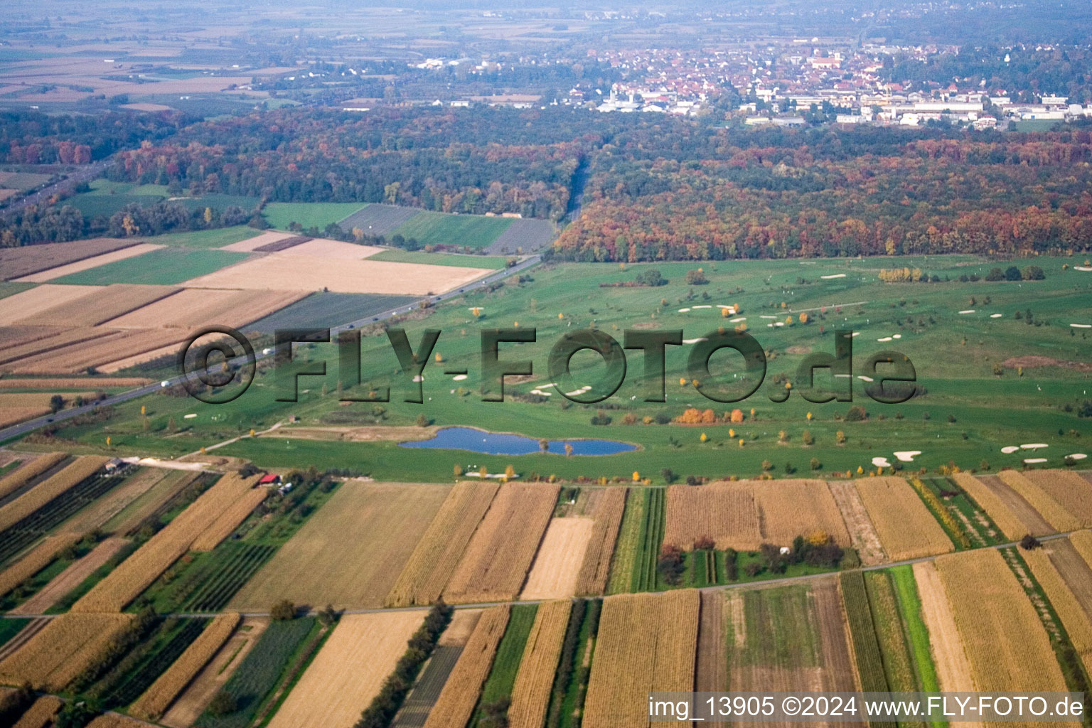 Aerial view of Golf Club Urloffen eV in the district Urloffen in Appenweier in the state Baden-Wuerttemberg, Germany