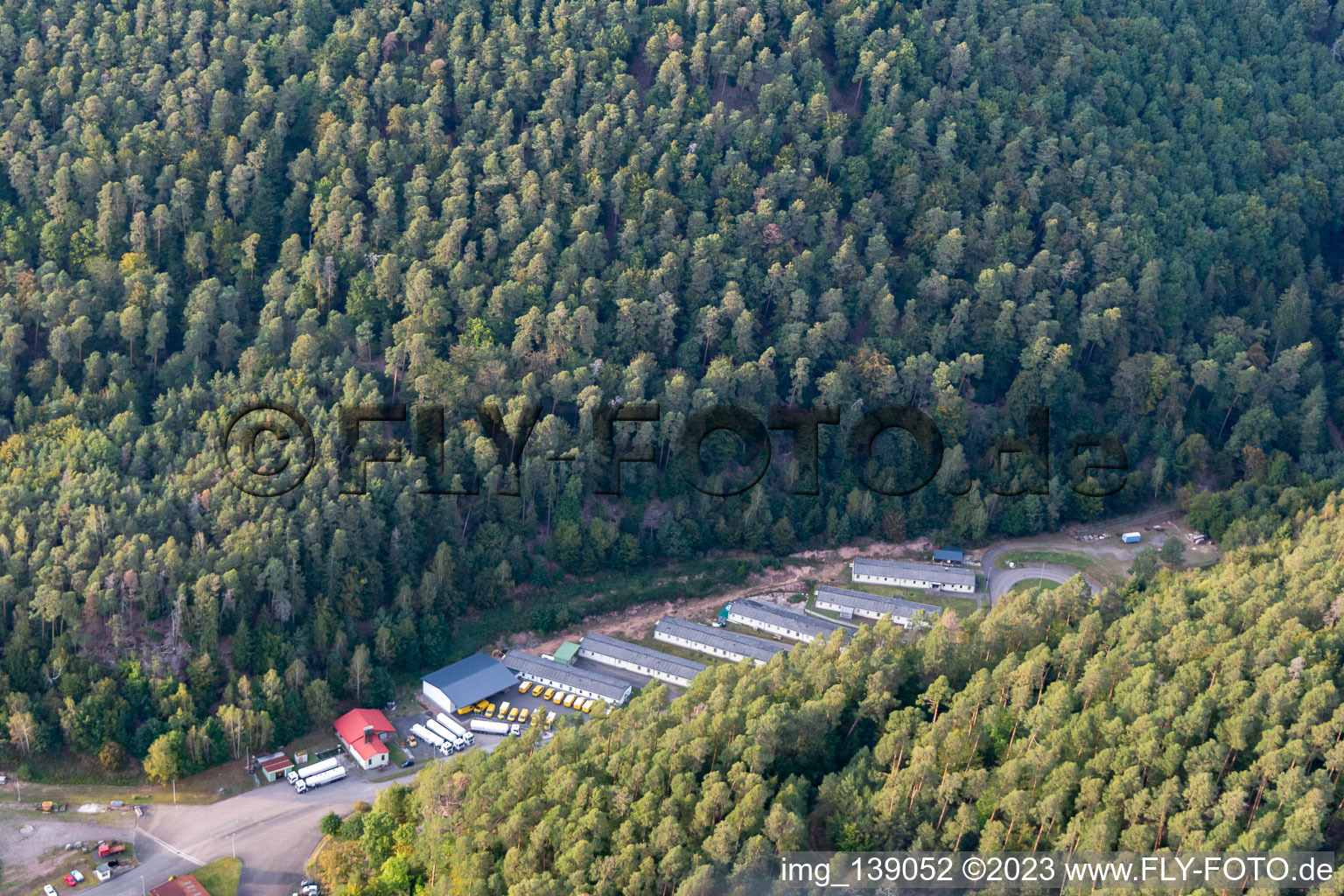 Neudahn business park with car dealership Korn in Dahn in the state Rhineland-Palatinate, Germany