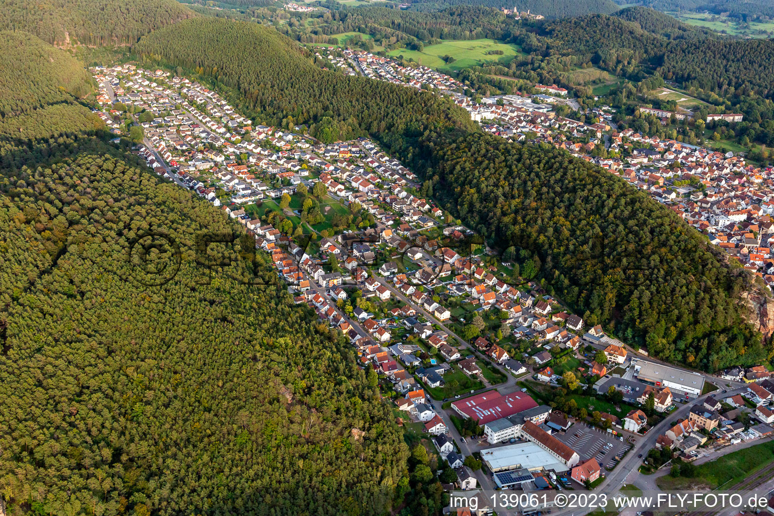 Oblique view of Dahn in the state Rhineland-Palatinate, Germany