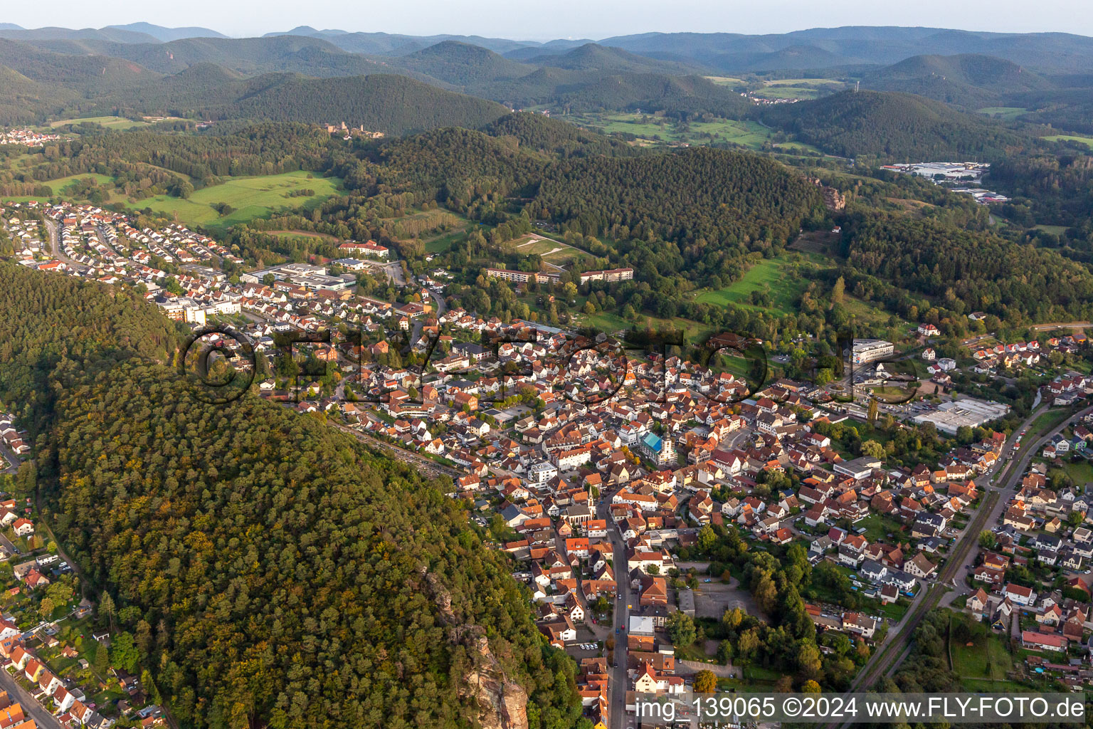 Dahn in the state Rhineland-Palatinate, Germany from above