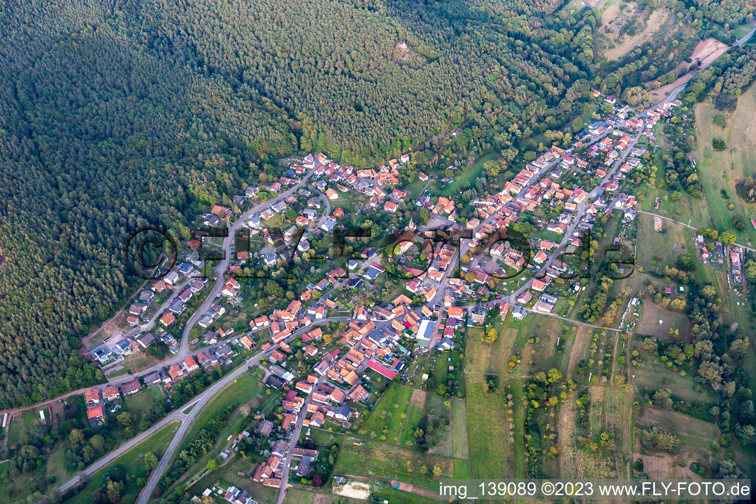 Aerial photograpy of Birkenhördt in the state Rhineland-Palatinate, Germany