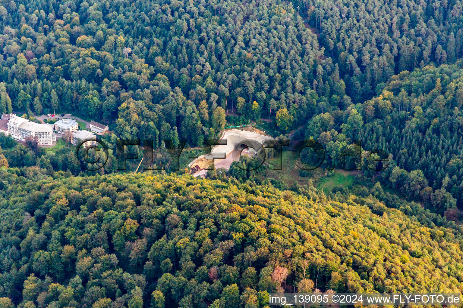 Aerial view of Tunnel portal construction site in Bad Bergzabern in the state Rhineland-Palatinate, Germany