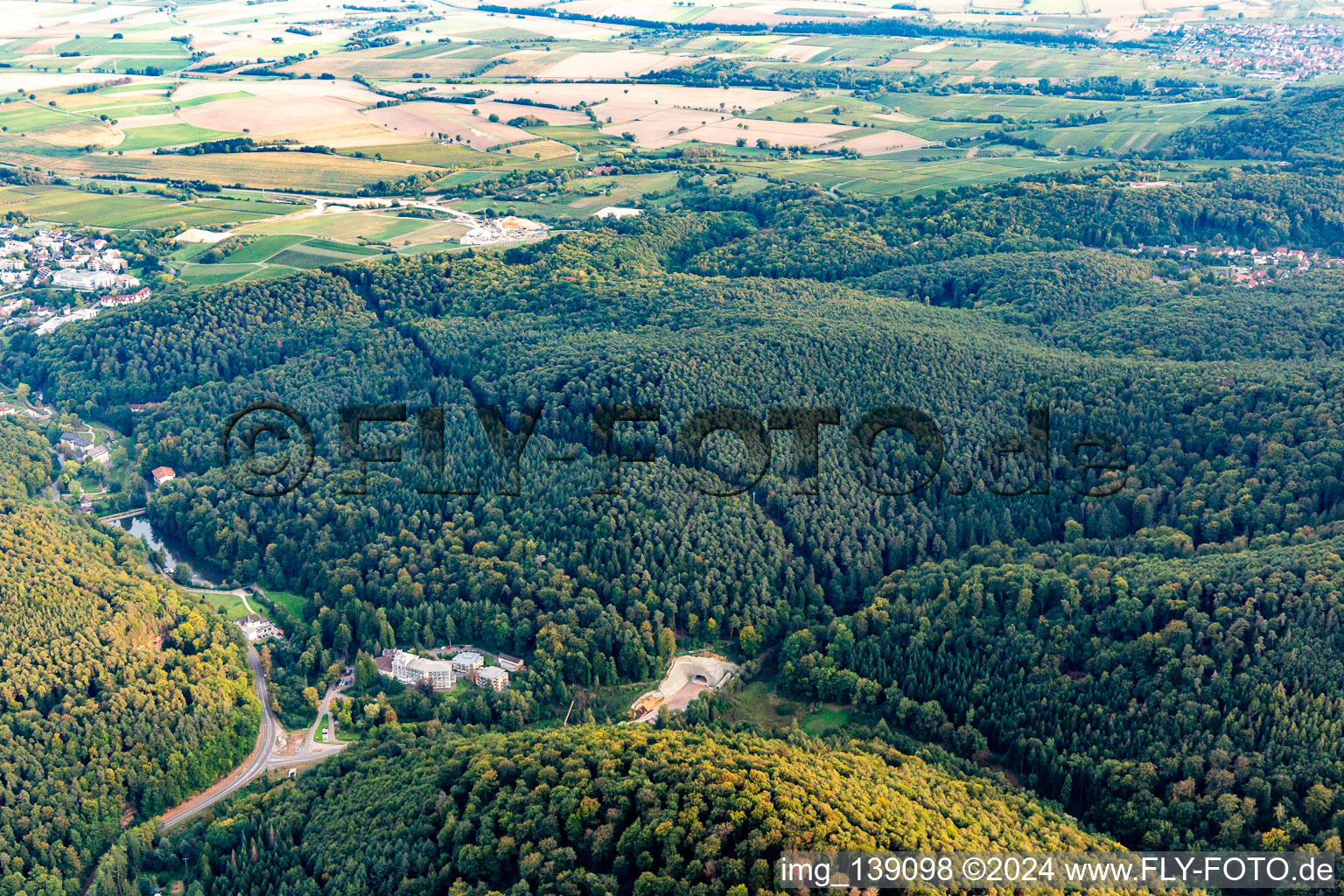 Aerial photograpy of Tunnel portal construction site in Bad Bergzabern in the state Rhineland-Palatinate, Germany