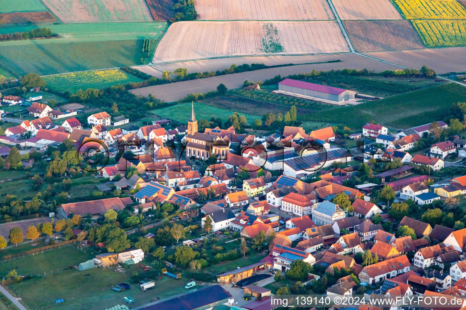 Aerial view of From the southwest in Schweighofen in the state Rhineland-Palatinate, Germany