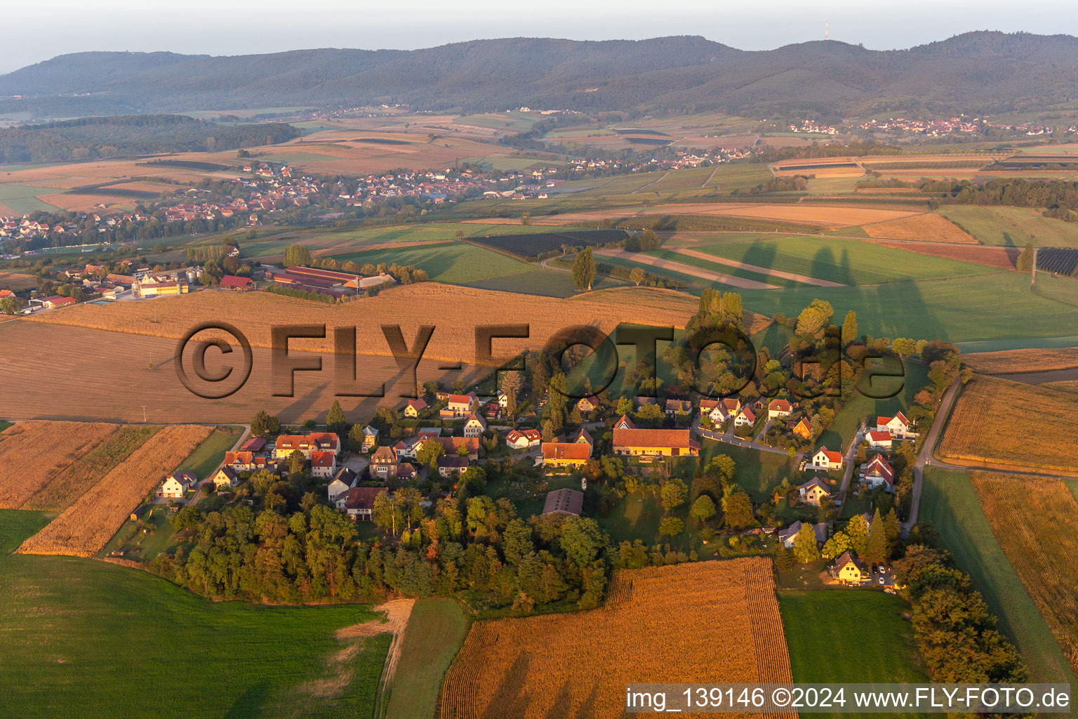 Oblique view of Geisberg in the district Altenstadt in Wissembourg in the state Bas-Rhin, France