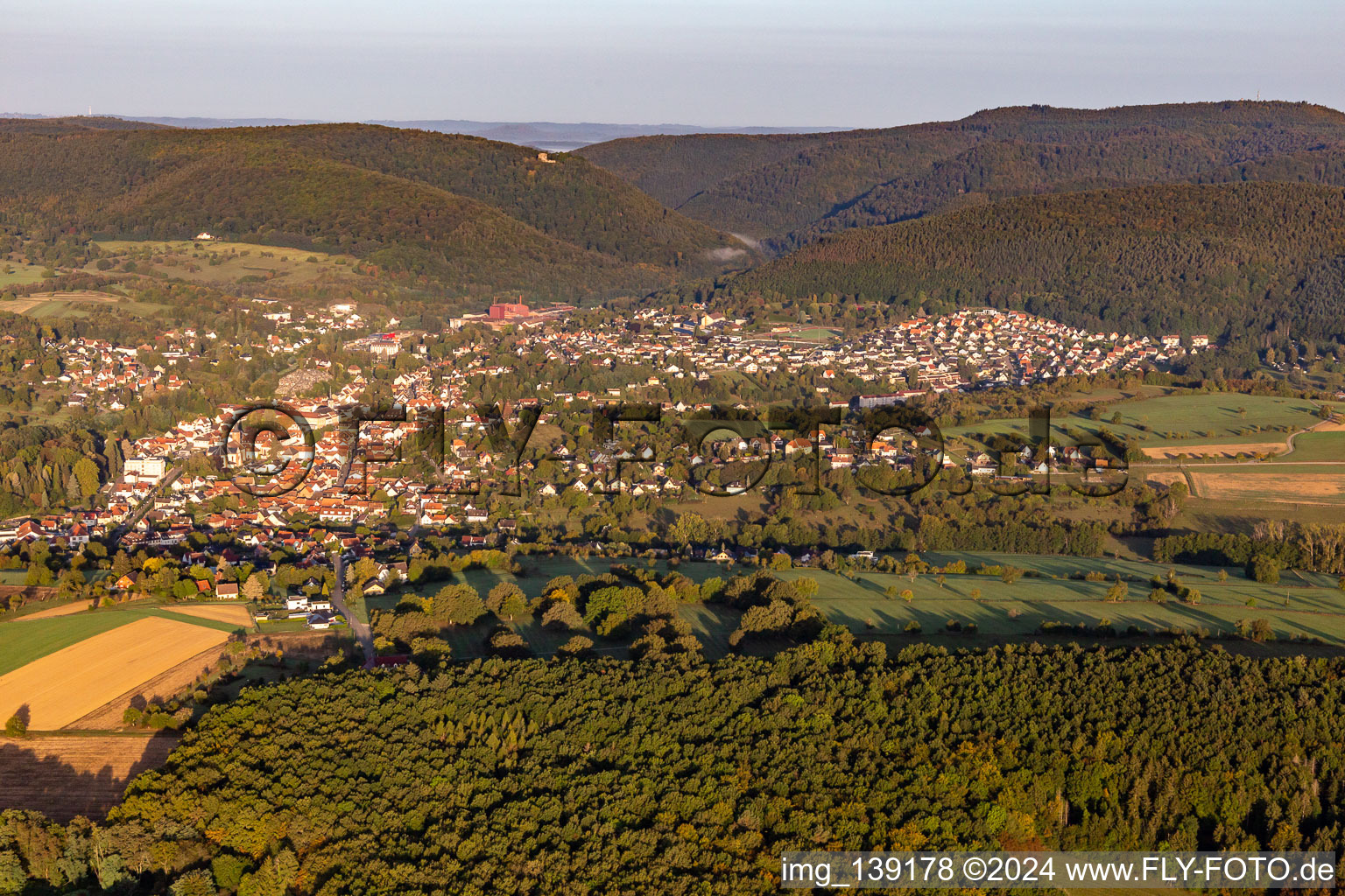 From the east in Niederbronn-les-Bains in the state Bas-Rhin, France