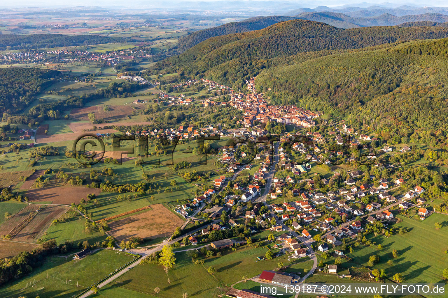 From northeast in Oberbronn in the state Bas-Rhin, France