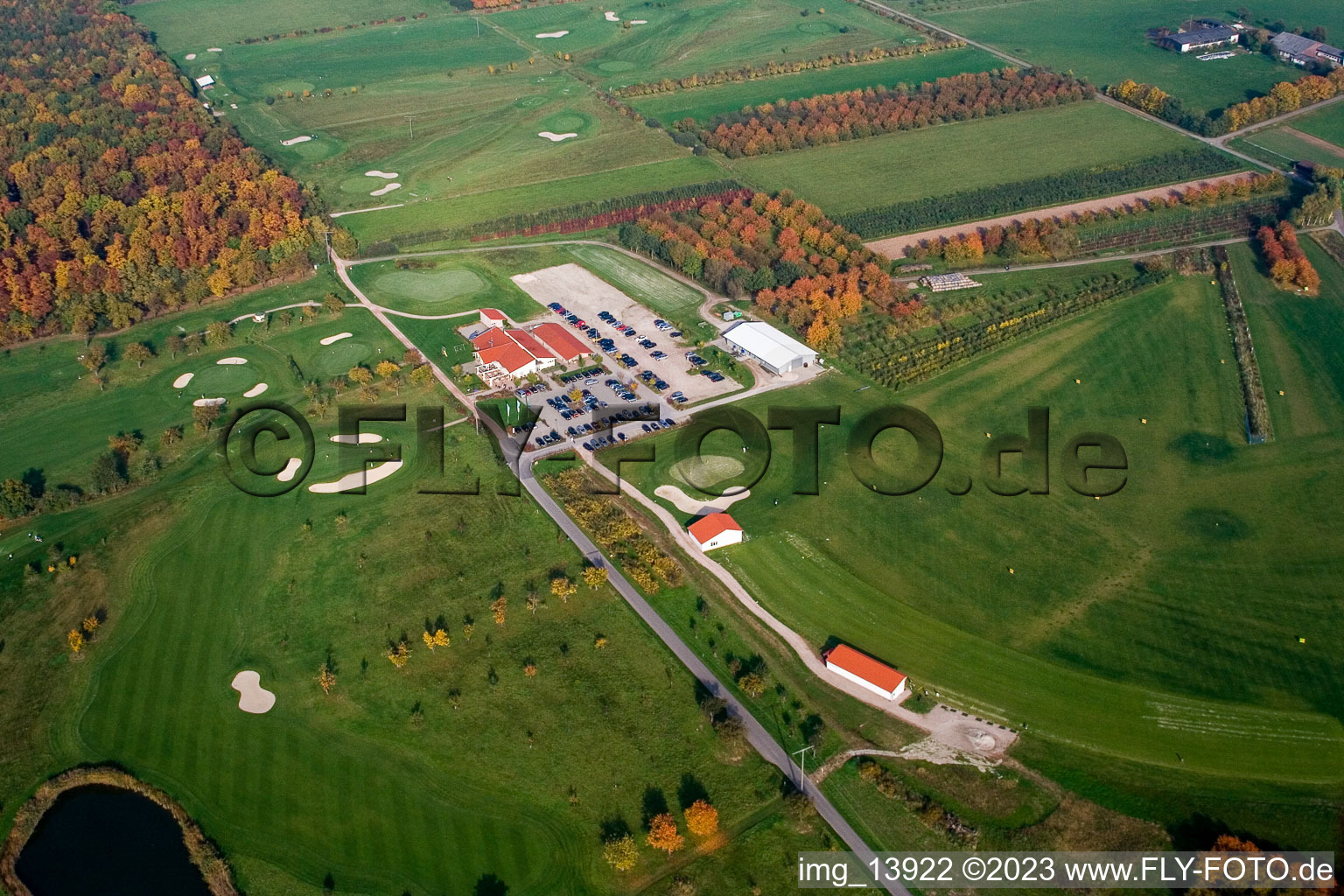 Golf club Urloffen eV in the district Urloffen in Appenweier in the state Baden-Wuerttemberg, Germany from a drone