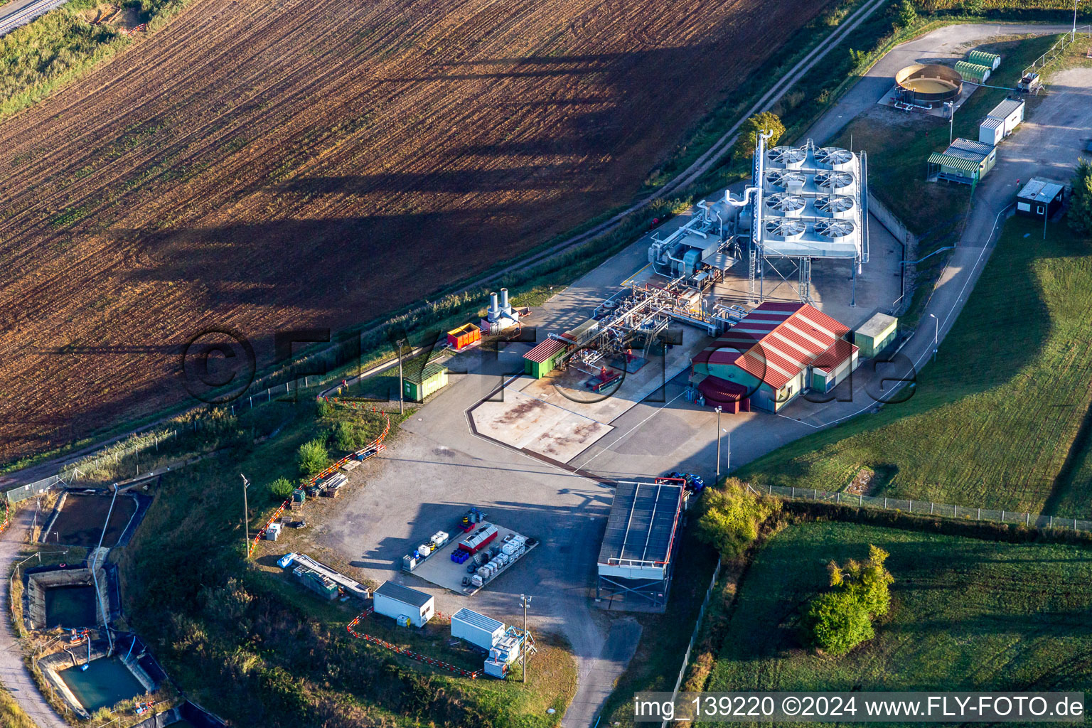 Aerial view of EDF- Géothermie de Soultz sous Forets in Soultz-sous-Forêts in the state Bas-Rhin, France