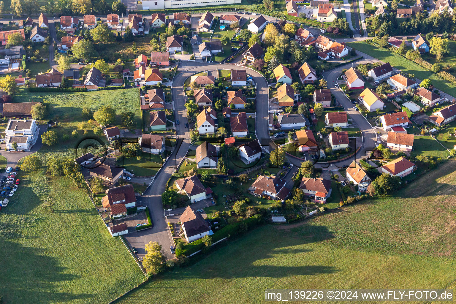 S-shaped Rue de la Dîme in Soultz-sous-Forêts in the state Bas-Rhin, France