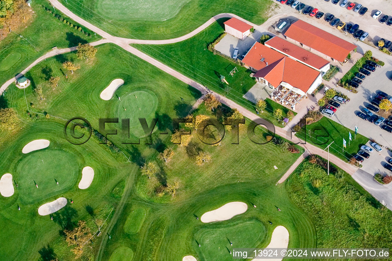 Golf Club Urloffen eV in the district Urloffen in Appenweier in the state Baden-Wuerttemberg, Germany seen from a drone