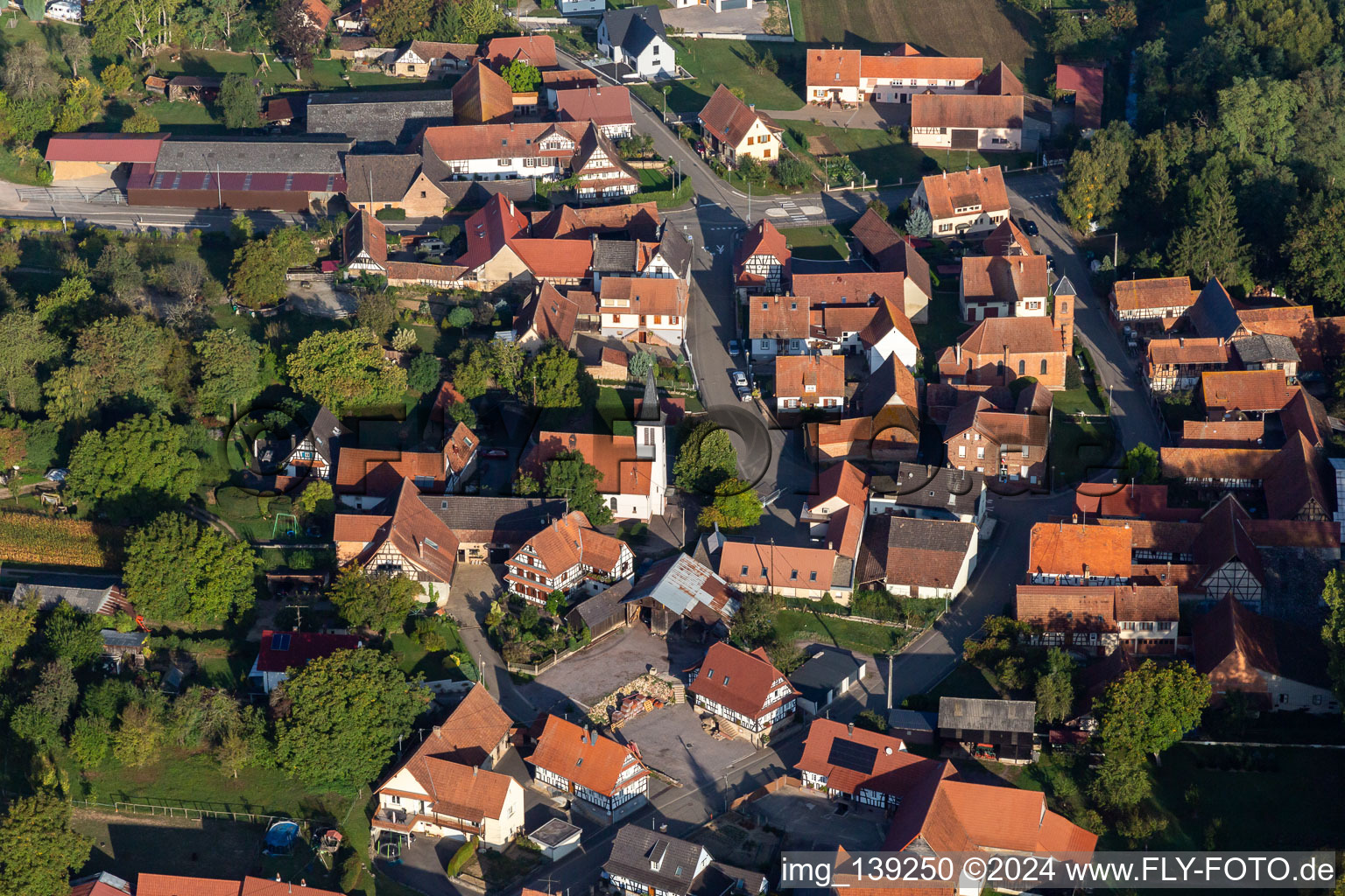 Ingolsheim in the state Bas-Rhin, France viewn from the air