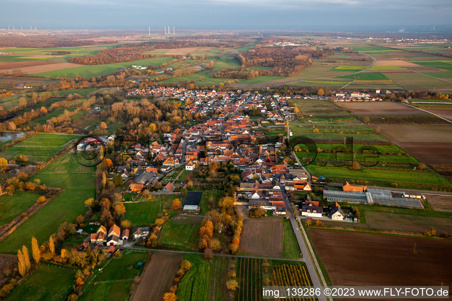 Aerial view of From the east in Winden in the state Rhineland-Palatinate, Germany