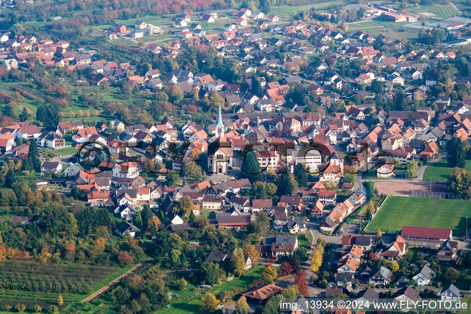 Aerial photograpy of District Ulm in Renchen in the state Baden-Wuerttemberg, Germany