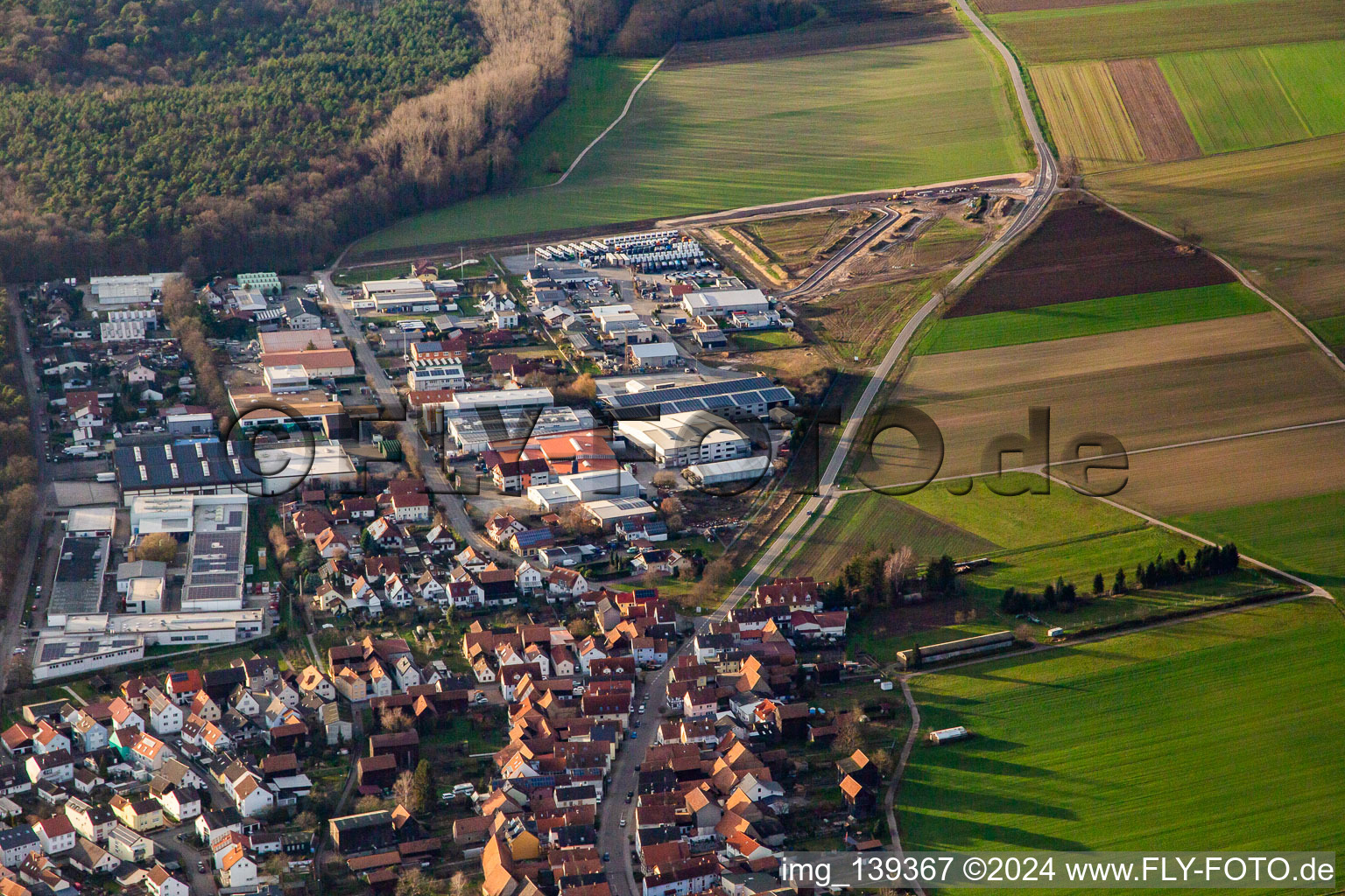 Expansion area of the Gereutäcker commercial area in Hatzenbühl in the state Rhineland-Palatinate, Germany