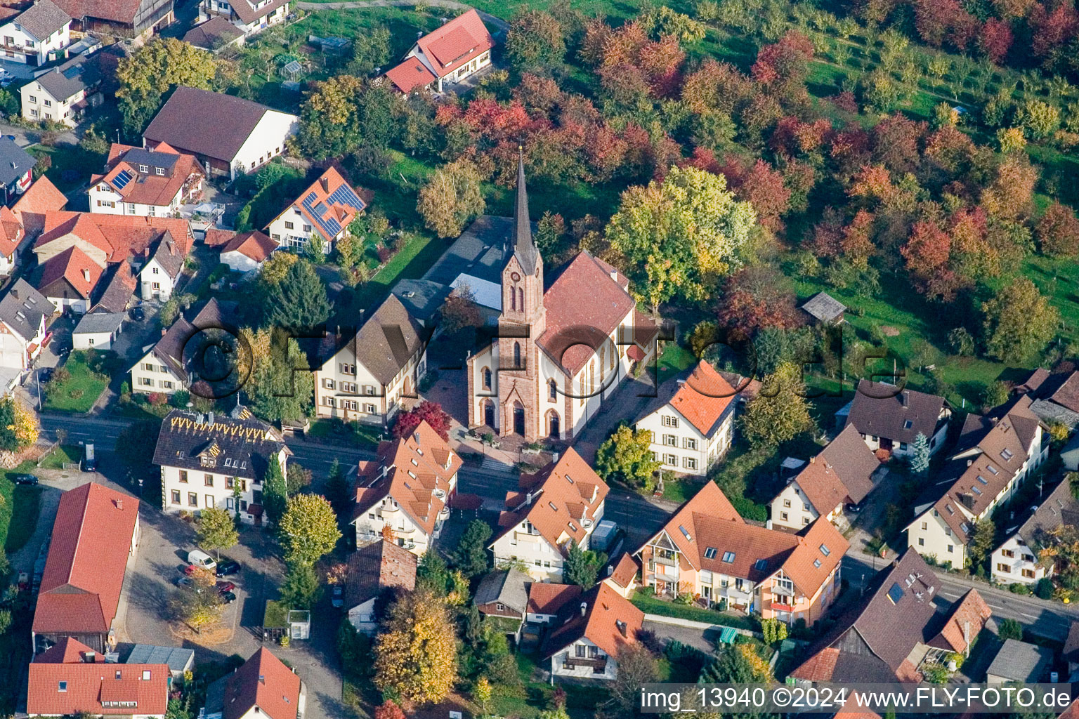 Church building in the village of in the district Moesbach in Achern in the state Baden-Wurttemberg, Germany