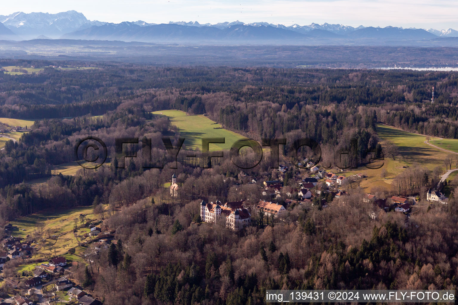 Castle and Chapel of the Immaculate Conception in Eurasburg in the state Bavaria, Germany