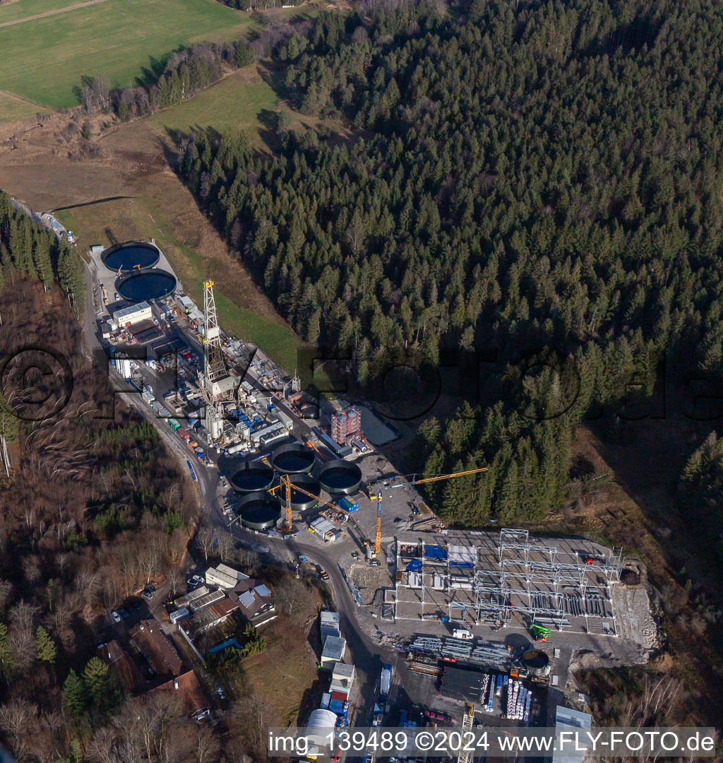 Aerial photograpy of Eavor Geothermal Energy Geretsried with GKW in the district Gelting in Geretsried in the state Bavaria, Germany