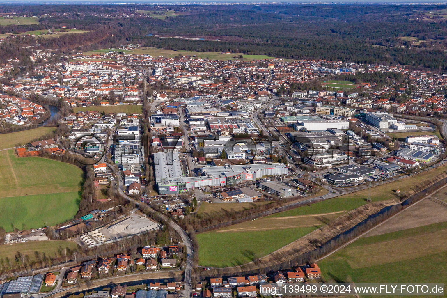 Industrial area Raiffeisenstr in Wolfratshausen in the state Bavaria, Germany