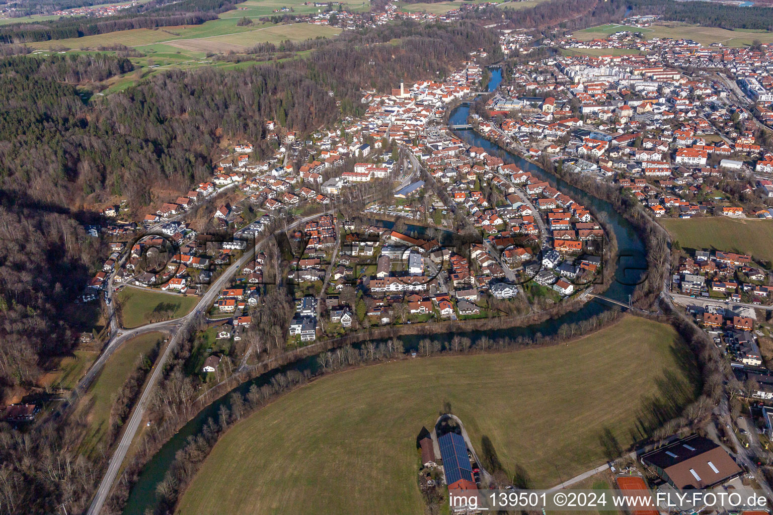 In the loop of the Loisach in Wolfratshausen in the state Bavaria, Germany