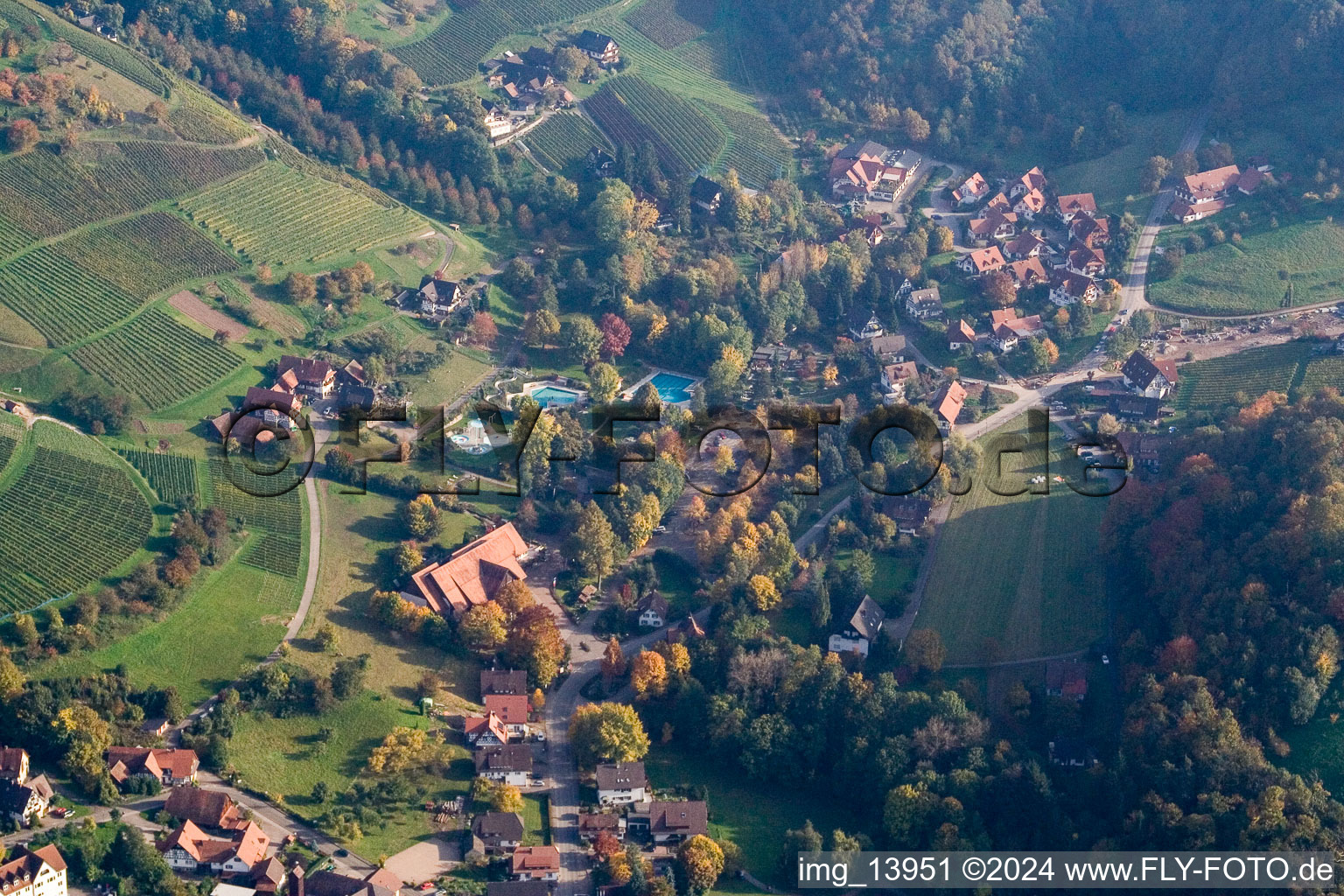 Sasbachwalden in the state Baden-Wuerttemberg, Germany seen from above