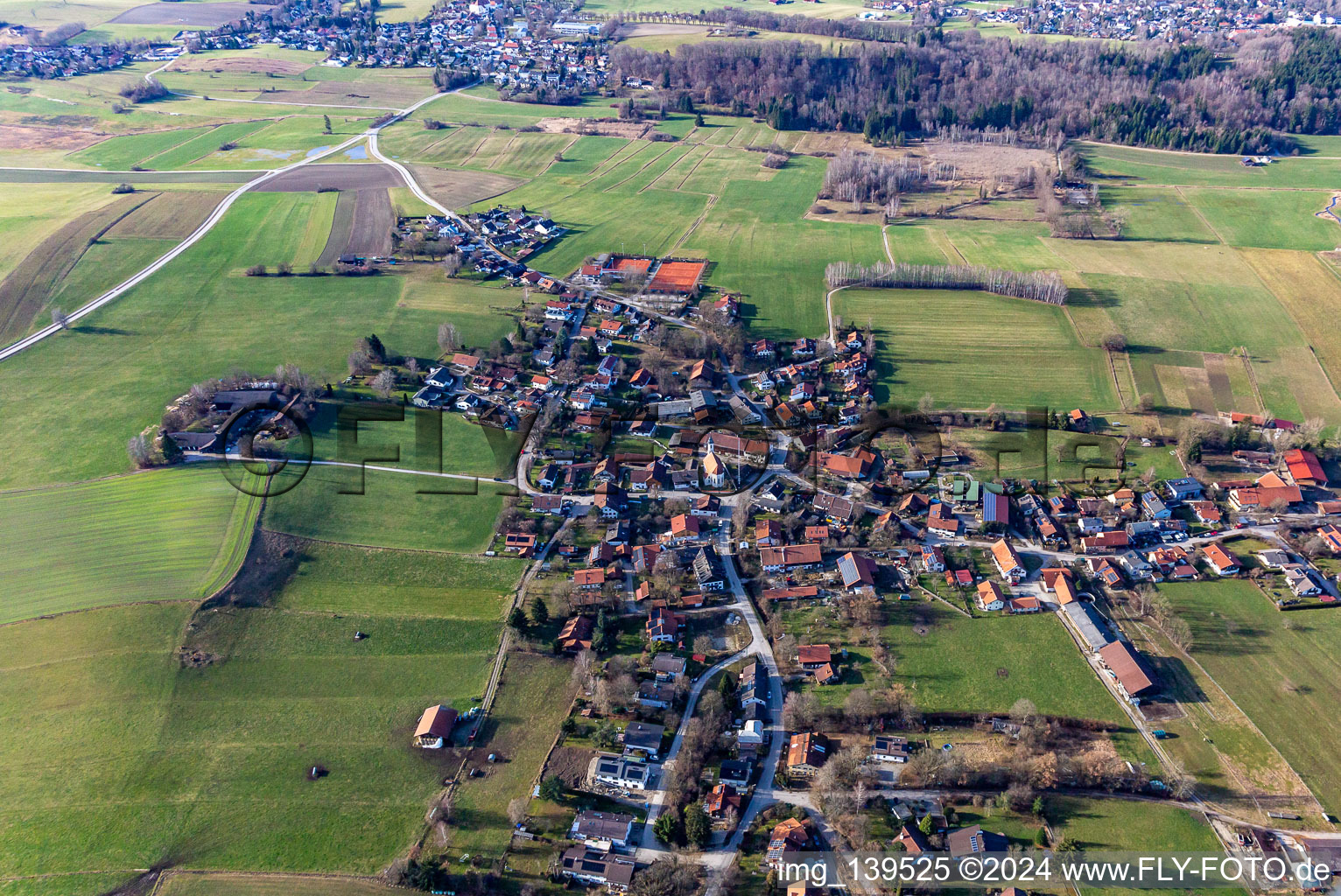 From the east in the district Farchach in Berg in the state Bavaria, Germany