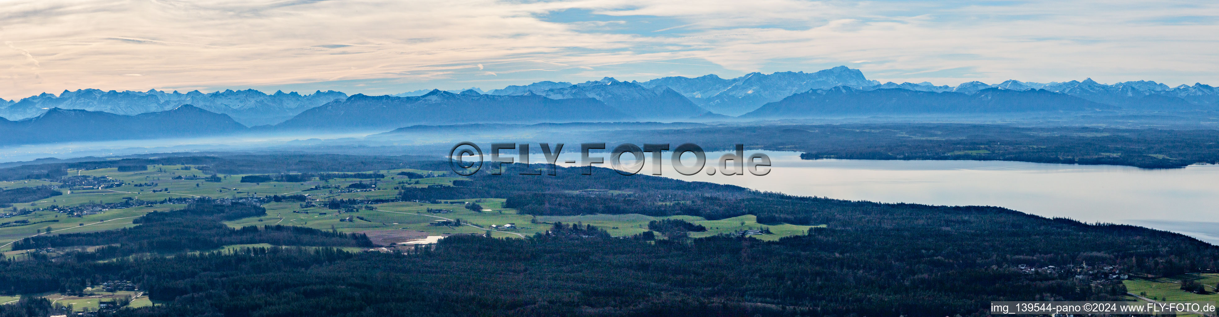 With Alpine panorama in Starnberger See in the state Bavaria, Germany