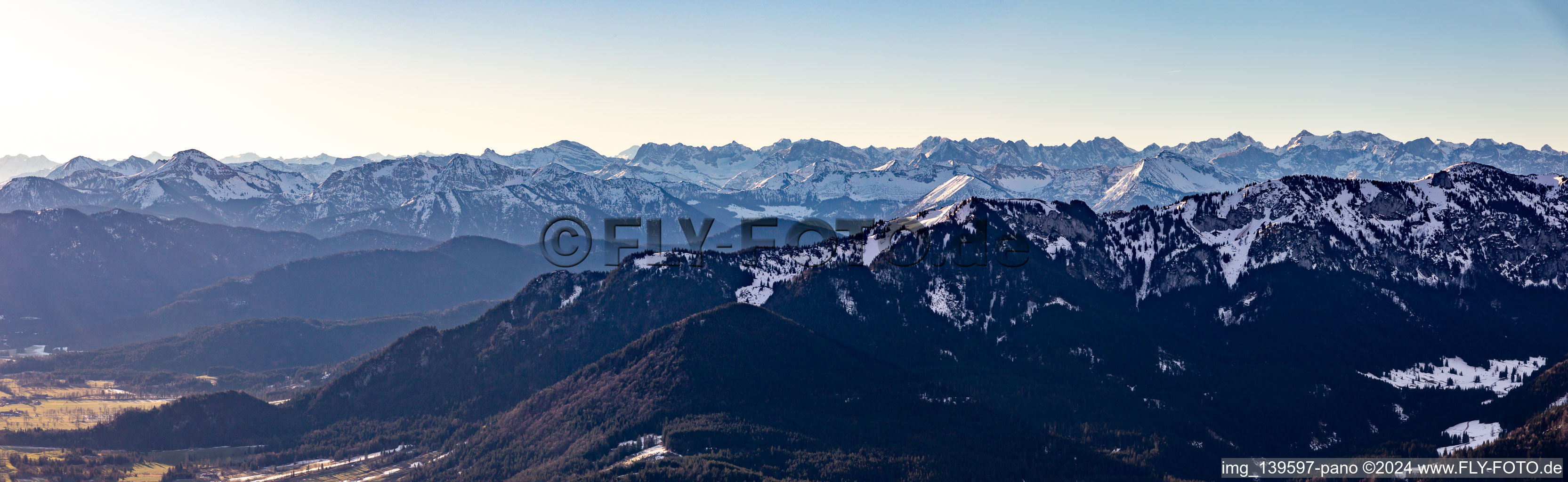 Brauneck and Alpine panorama in Lenggries in the state Bavaria, Germany