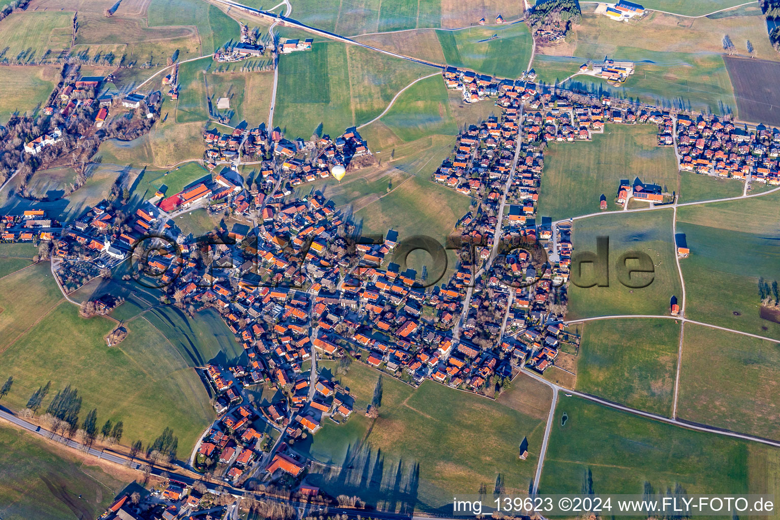 Aerial photograpy of Reichersbeuern in the state Bavaria, Germany