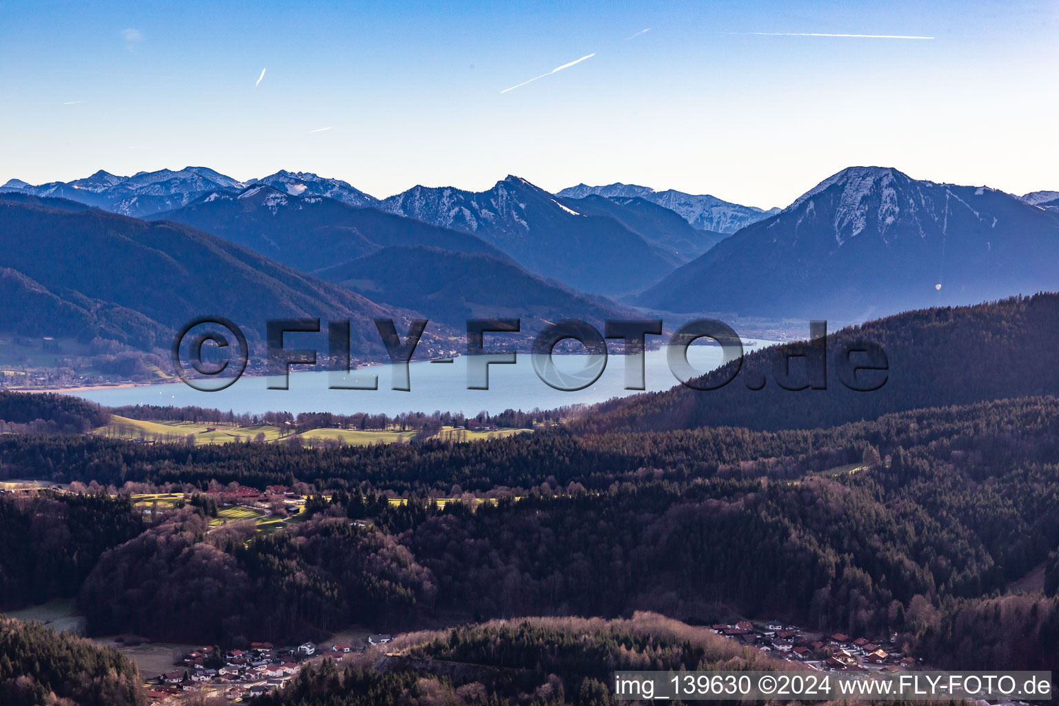 From the northwest in the district Holz in Tegernsee in the state Bavaria, Germany from above