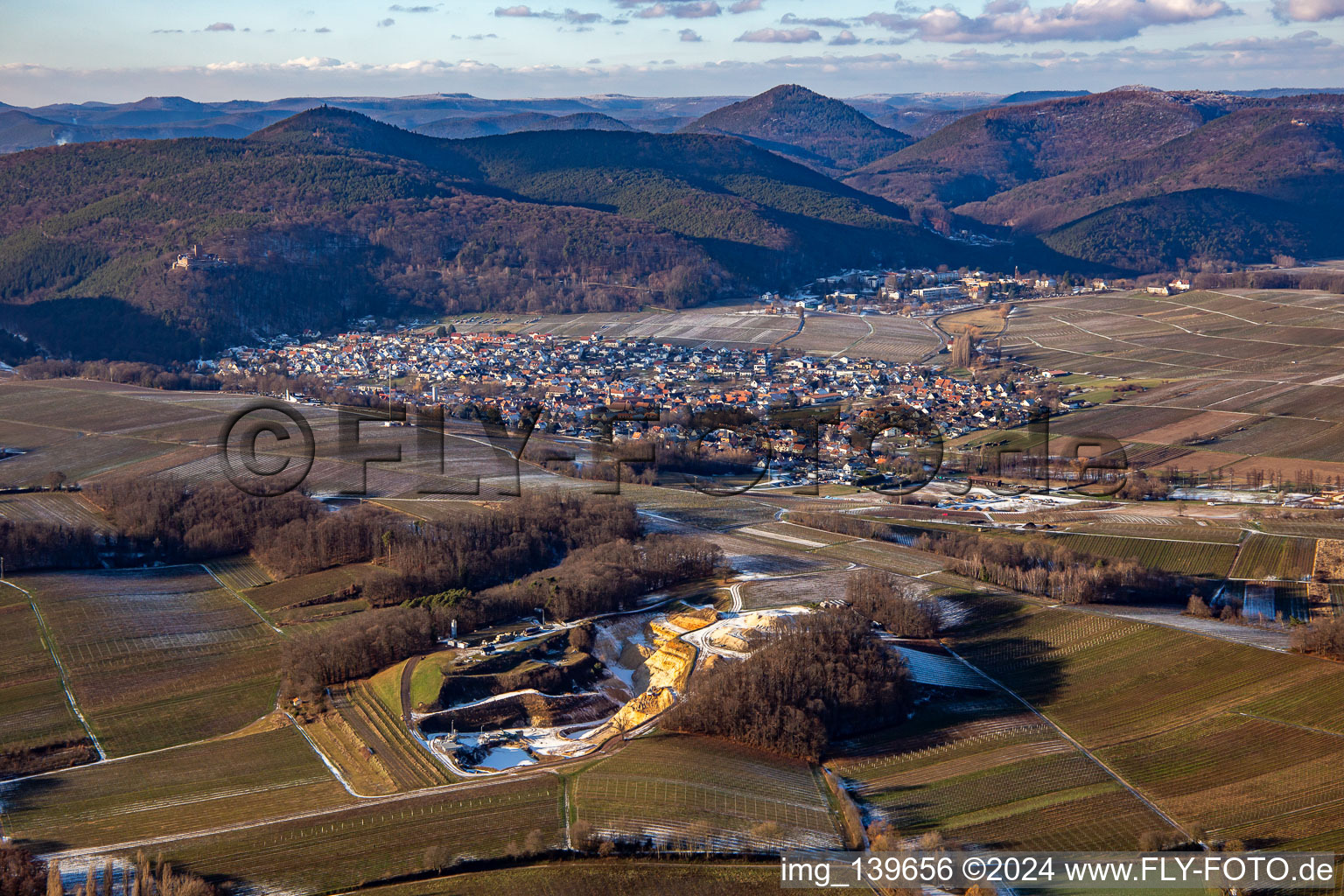 From the southwest In winter in Klingenmünster in the state Rhineland-Palatinate, Germany