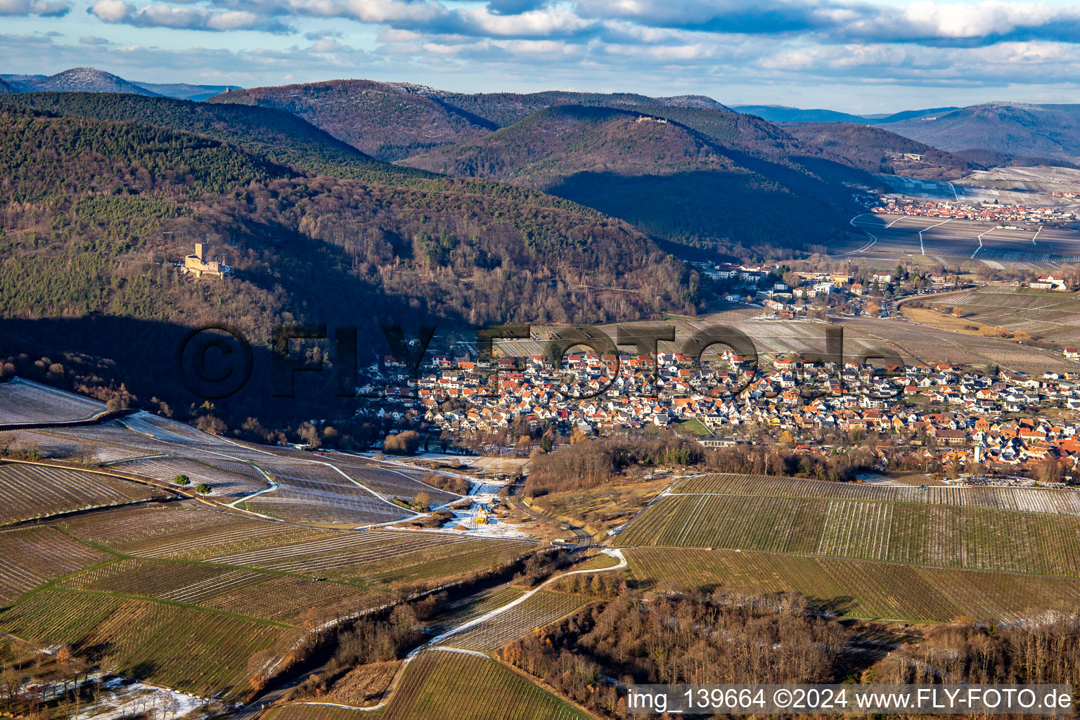 From the south in Klingenmünster in the state Rhineland-Palatinate, Germany