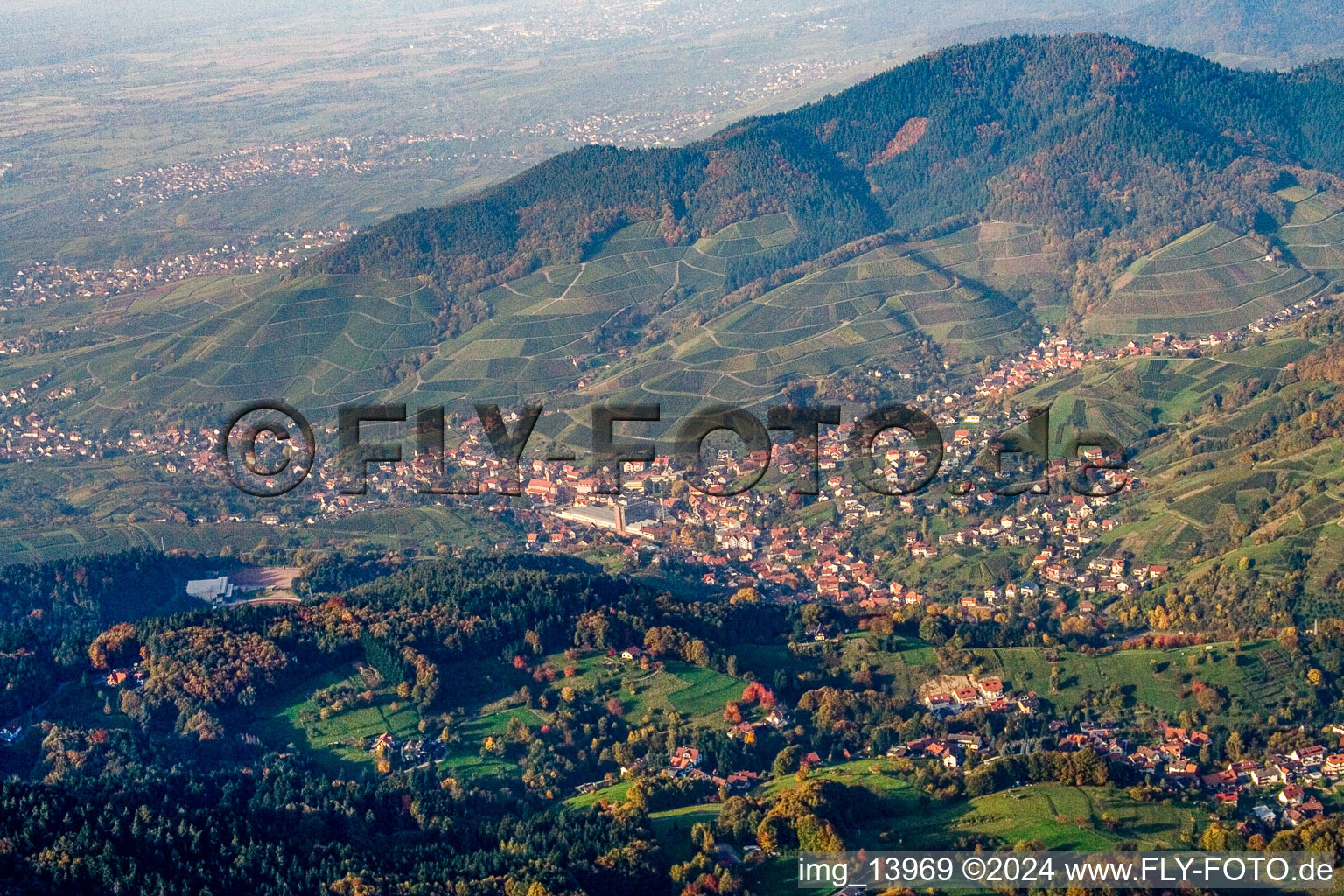 Oblique view of Bühlertal in the state Baden-Wuerttemberg, Germany