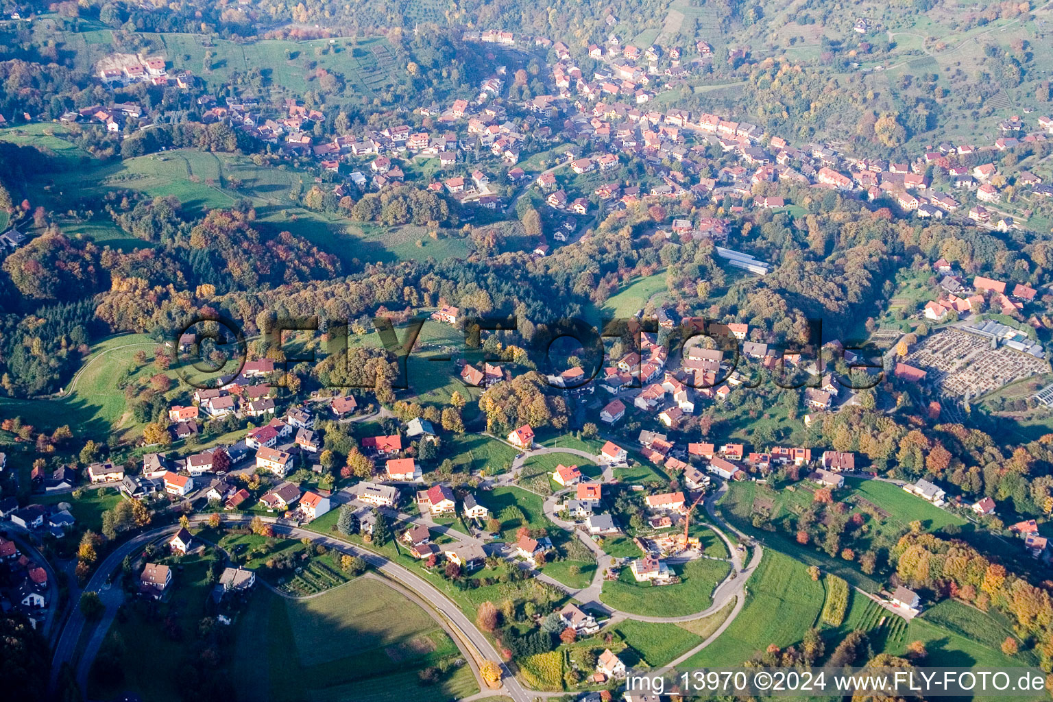 Aerial view of District Schönbüch in Bühlertal in the state Baden-Wuerttemberg, Germany