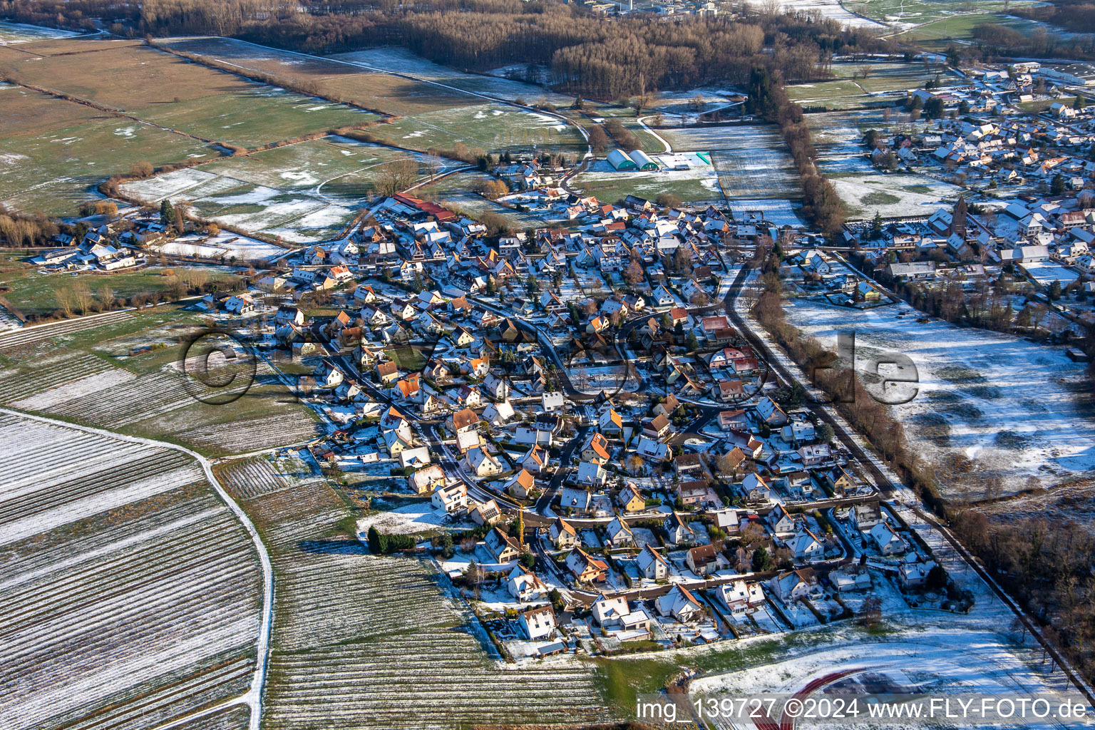 In winter when there is snow in the district Altenstadt in Wissembourg in the state Bas-Rhin, France