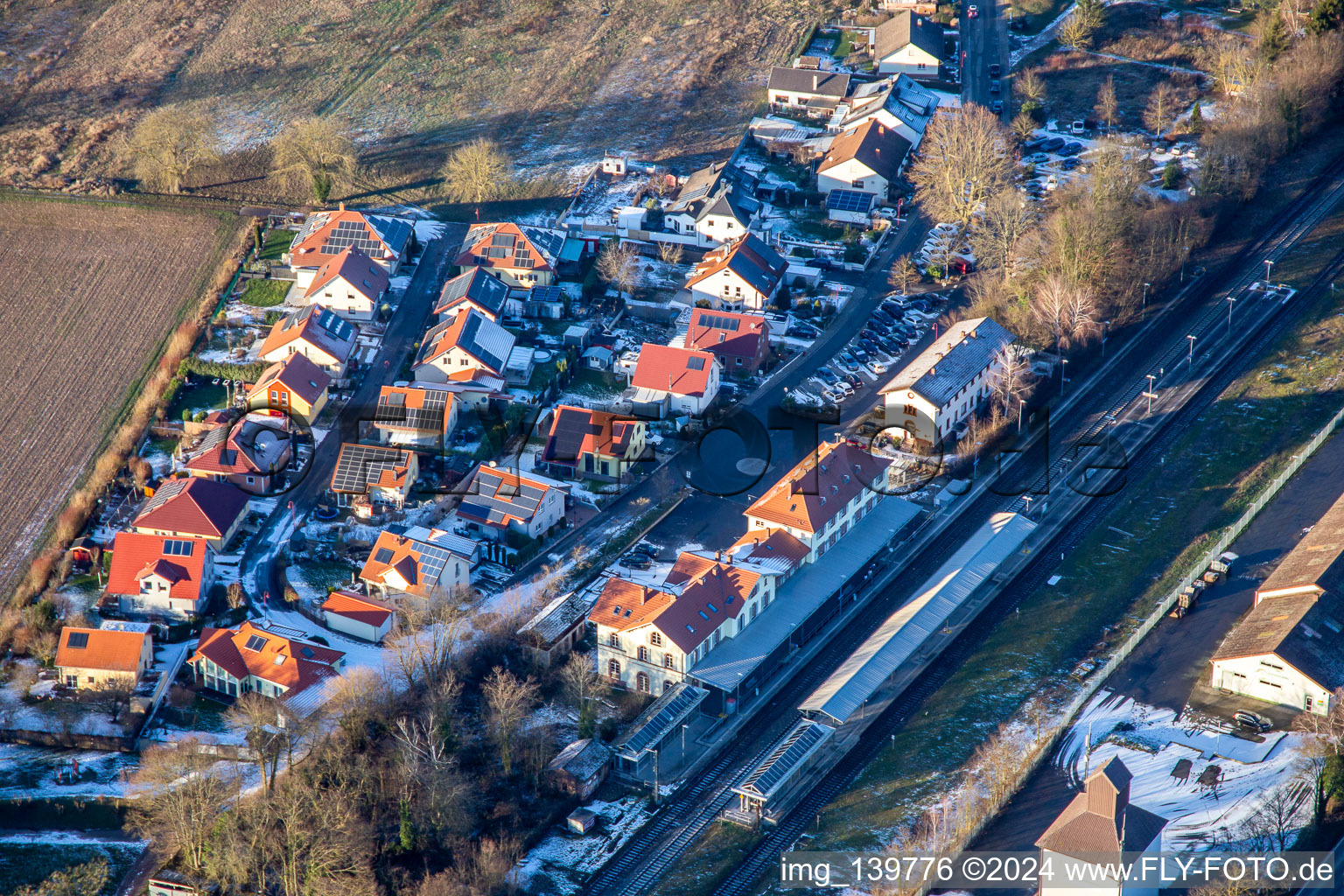 Station Winden and new development area Am bhf in Winden in the state Rhineland-Palatinate, Germany