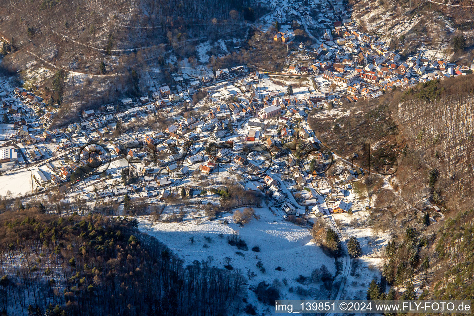 Bird's eye view of Flemlingen in the state Rhineland-Palatinate, Germany