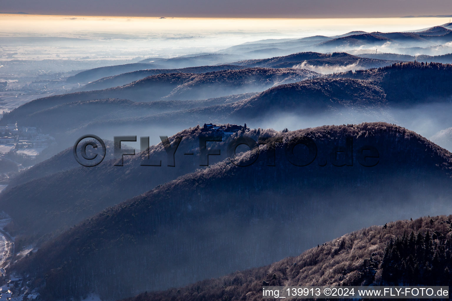 Mandengburg from the north in Eschbach in the state Rhineland-Palatinate, Germany