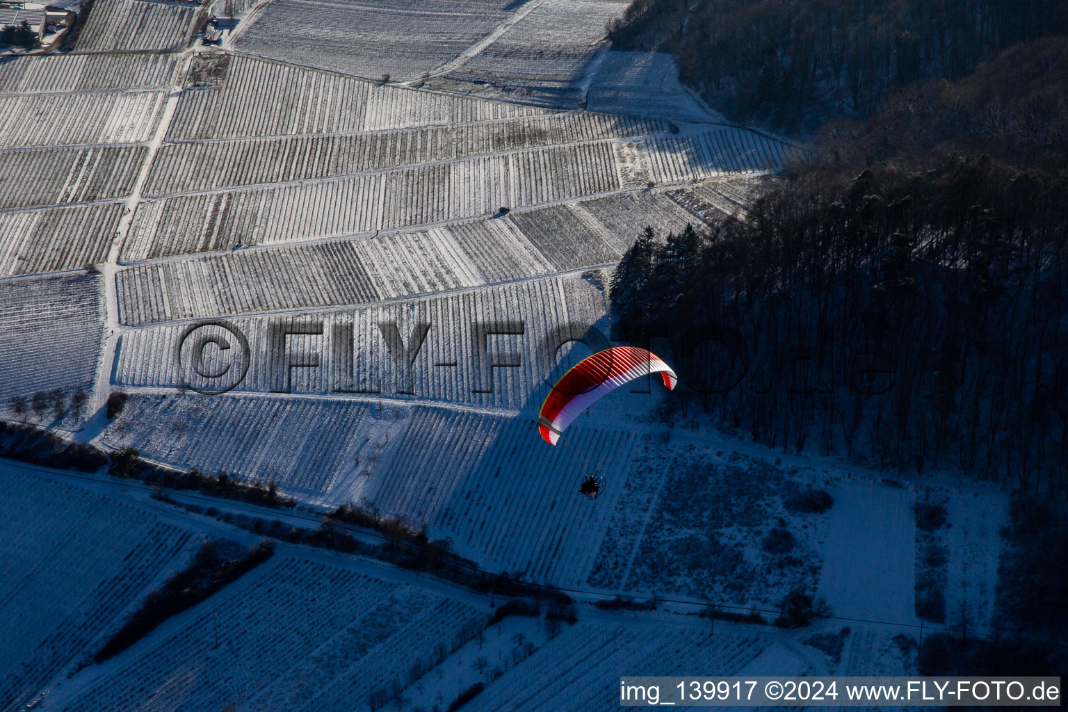 Drone image of Leinsweiler in the state Rhineland-Palatinate, Germany