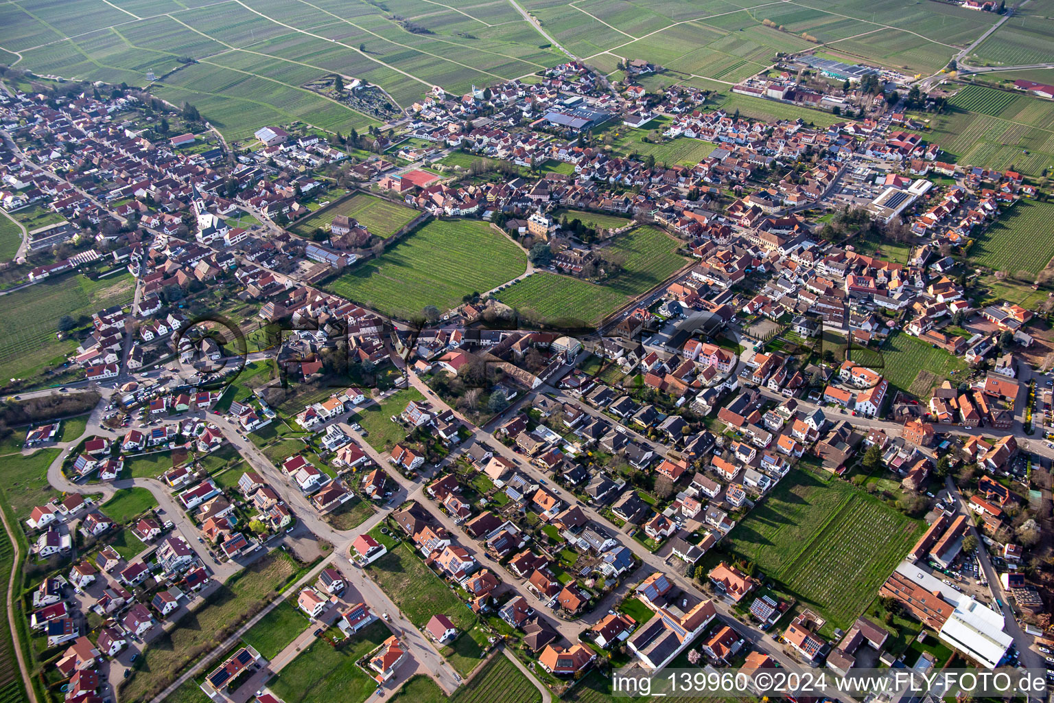 From the southeast in Edesheim in the state Rhineland-Palatinate, Germany