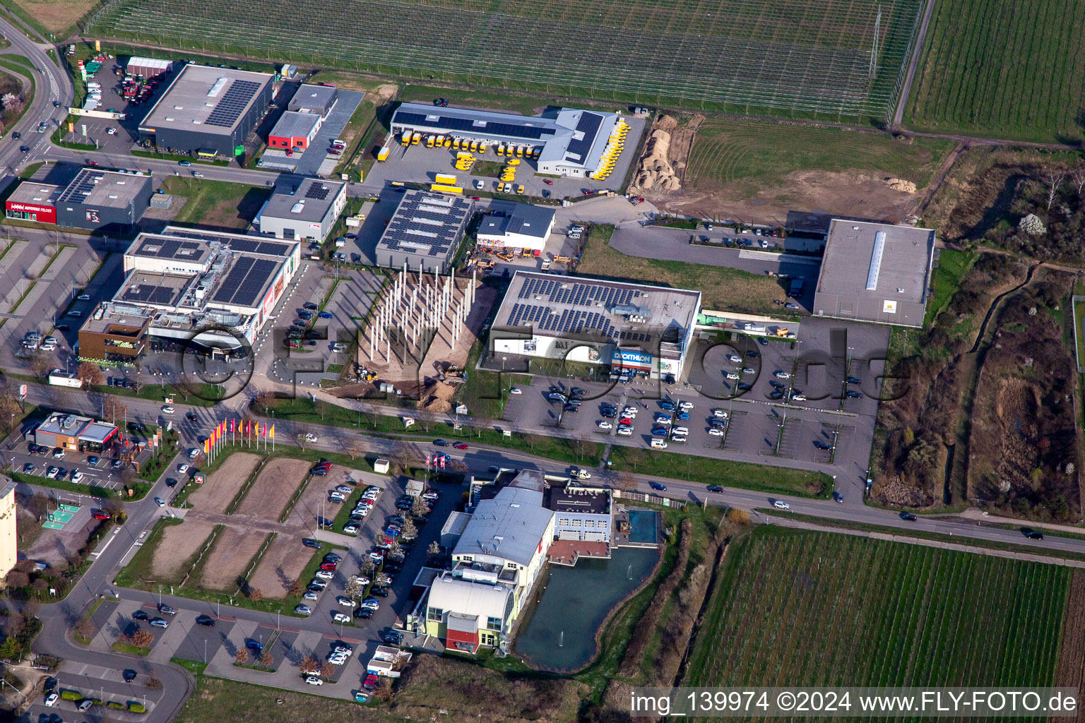 Aerial view of DECATHLON in Neustadt an der Weinstraße in the state Rhineland-Palatinate, Germany