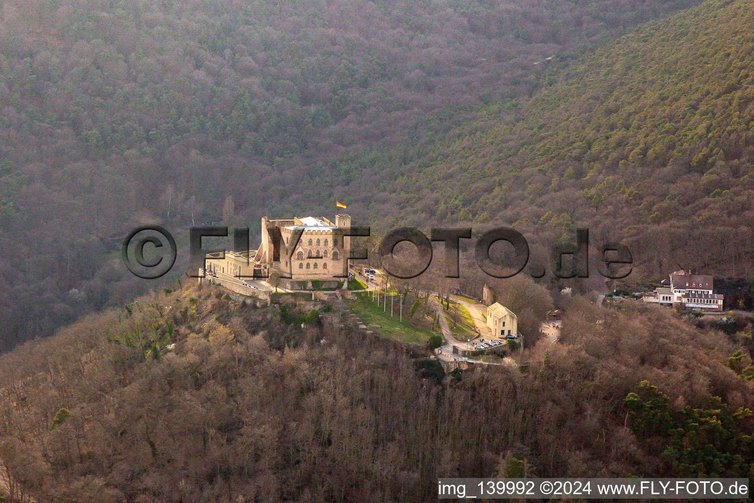 Hambach Castle in spring in the district Diedesfeld in Neustadt an der Weinstraße in the state Rhineland-Palatinate, Germany