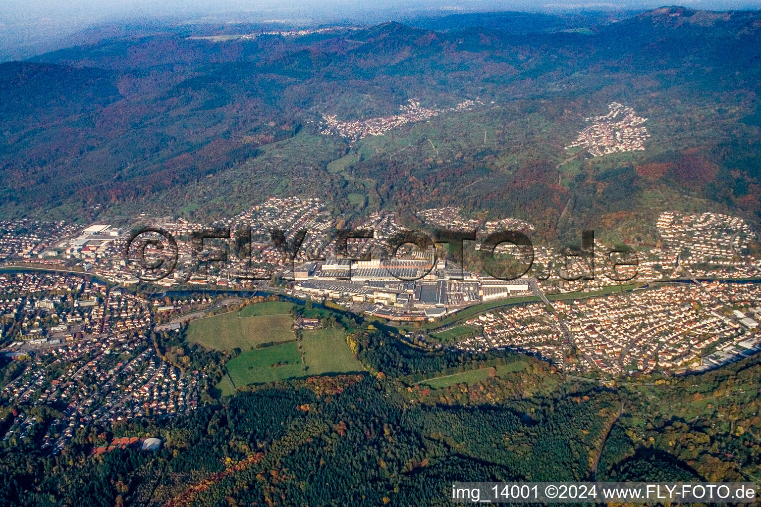 Drone image of Gaggenau in the state Baden-Wuerttemberg, Germany