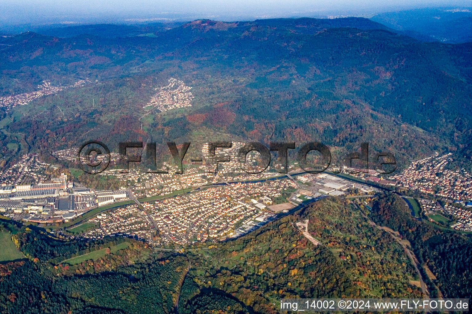 Gaggenau in the state Baden-Wuerttemberg, Germany from the drone perspective