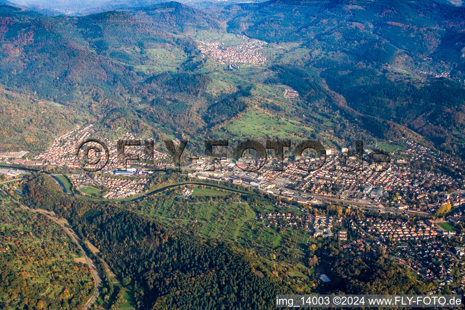 Gaggenau in the state Baden-Wuerttemberg, Germany from a drone