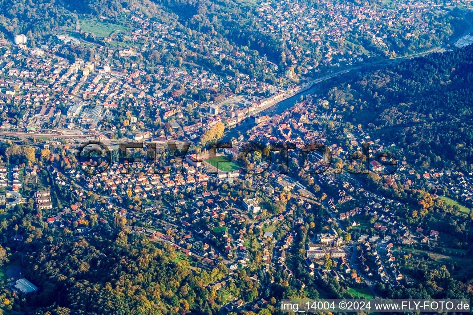 Gaggenau in the state Baden-Wuerttemberg, Germany seen from a drone