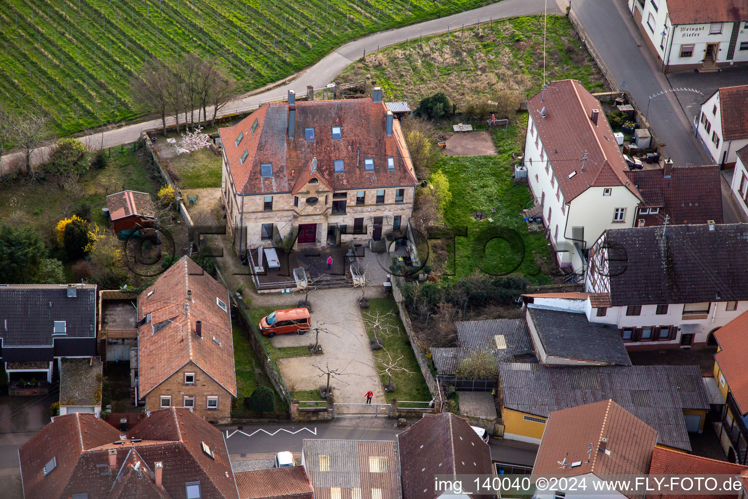 Burrweiler in the state Rhineland-Palatinate, Germany seen from a drone