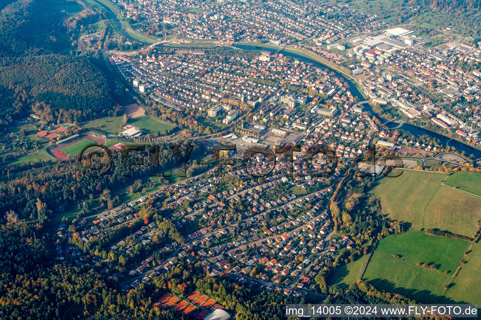 Aerial view of Gaggenau in the state Baden-Wuerttemberg, Germany